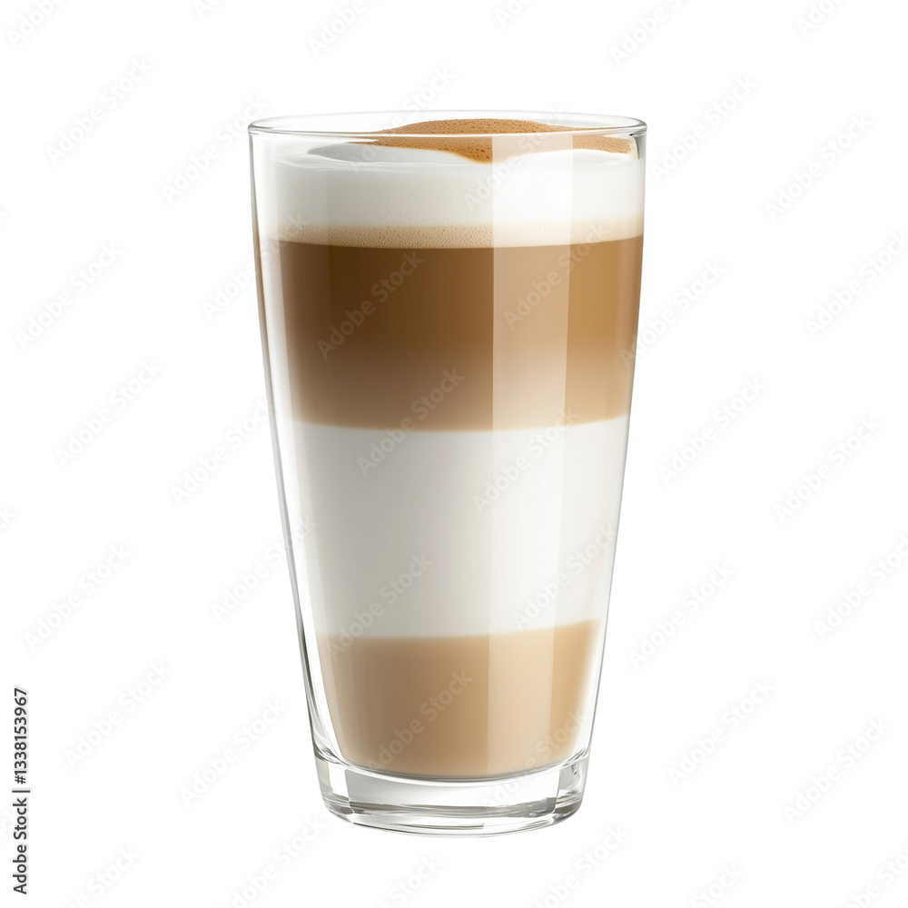Layered Latte Macchiato in Transparent Glass, Isolated on transparent background Layered Latte Macchiato in Transparent Glass, Isolated on transparent background