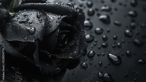 Obraz na płótnie Rose with drops on petals on dark background w salonie
