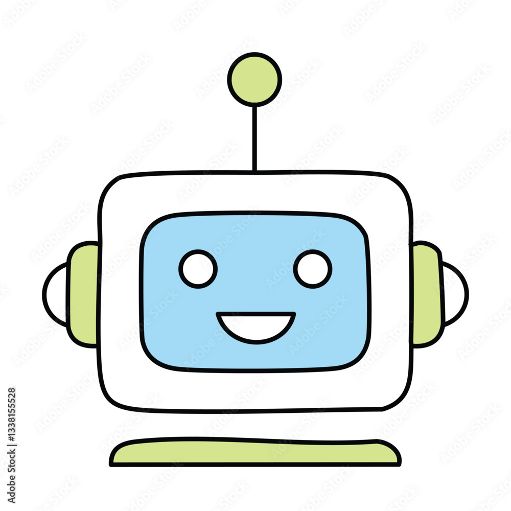 Naklejka premium Cute robot vector illustration for kids technology ai learning machine cartoon character design