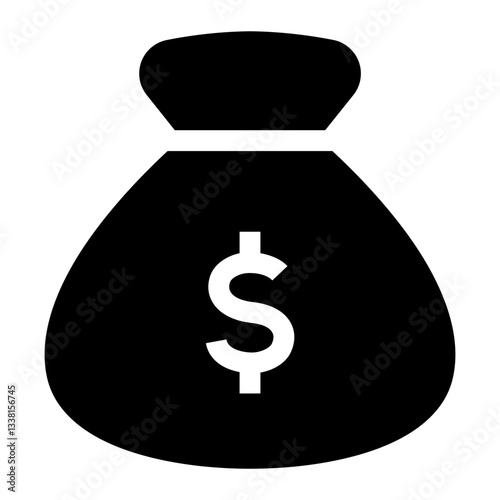 Money Bag. Money Bag, Wealth, Savings, Cash, Currency, Profit, Investment, Income. Vector Icon Illustration