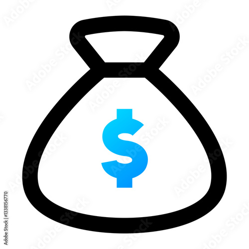 Money Bag. Money Bag, Wealth, Savings, Cash, Currency, Profit, Investment, Income. Vector Icon Illustration