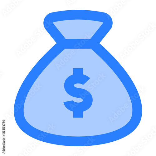 Money Bag. Money Bag, Wealth, Savings, Cash, Currency, Profit, Investment, Income. Vector Icon Illustration