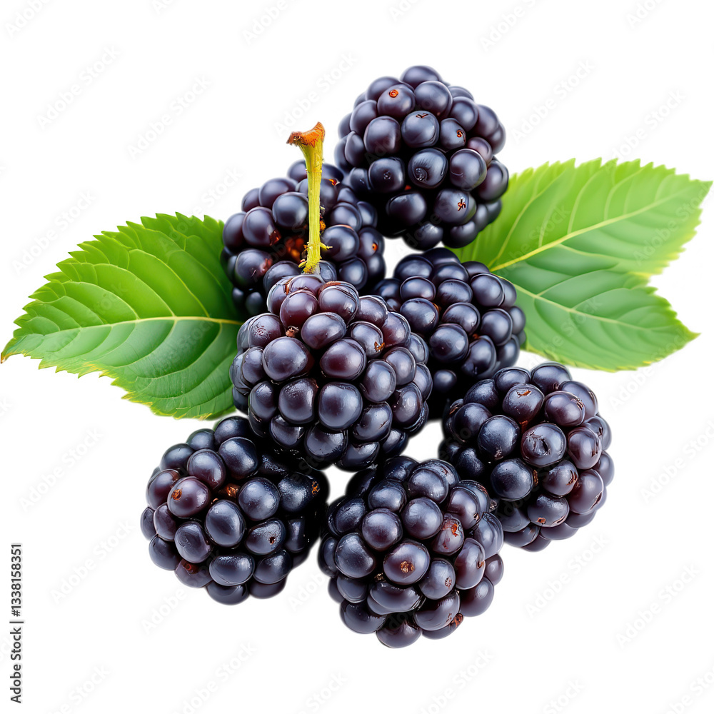 Fototapeta premium Fresh Ripe Blackberries Isolated on White background