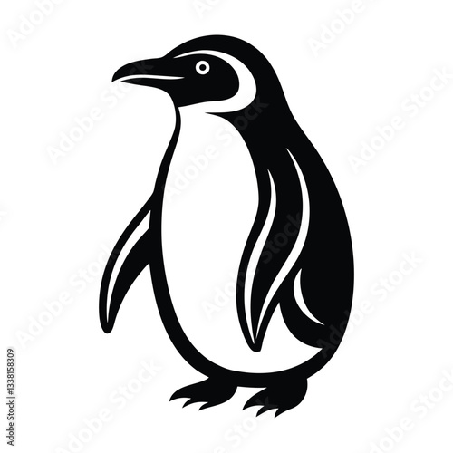 Vector black silhouette of a penguin. Vector illustration of a black silhouette of a penguin