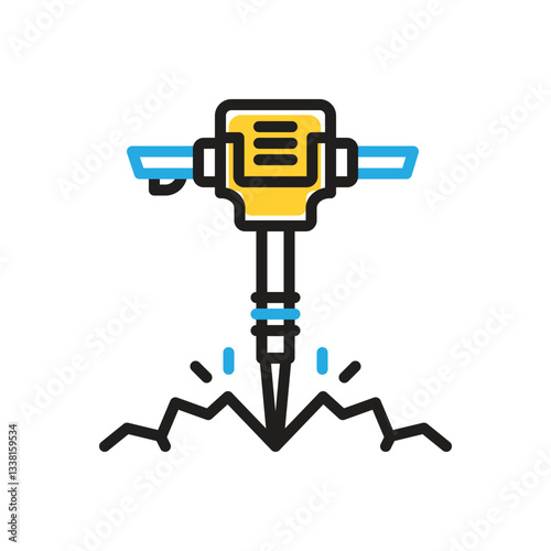 Multi color icon for jackhammer