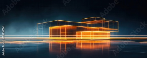 Abstract geometric blueprint with glowing lines, representing the foundation of strong business structures