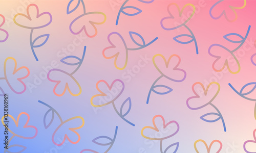 Seamless flowers pastel color gradient background vector