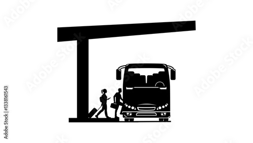 bus station symbol, black isolated