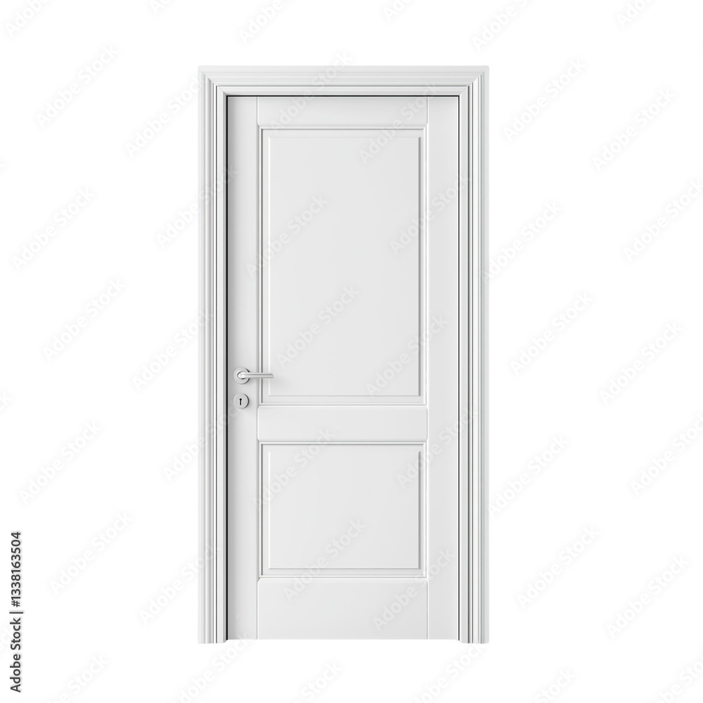 Minimalist White Door with Modern Design, Isolated on transparent background Minimalist White Door with Modern Design, Isolated on transparent background