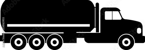Tanker truck icon.Side view. Vector simple flat graphic illustration.Oil tanker truck filled line icon representing the transportation of petroleum,liquids or gases on the road.