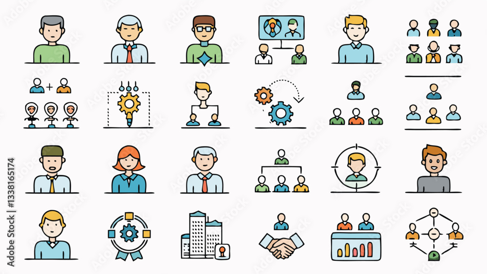Set of 30 outline icons related to team. Linear icon collection. Editable stroke. Vector illustration Set of 30 outline icons related to team. Linear icon collection. Editable stroke. Vector illustration