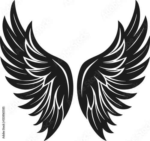 Elegant Angel Wings Vector Illustration - Perfect for Mother's Day, Love, and Spiritual Designs