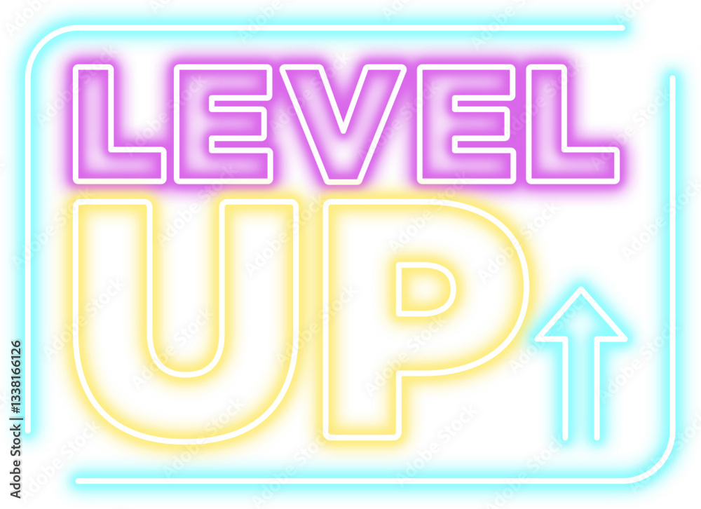 Level Up Neon Sign Icon Level Up Neon Sign Icon