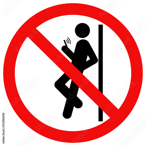 Do not lean against doors sign. Flat style vector illustration design.