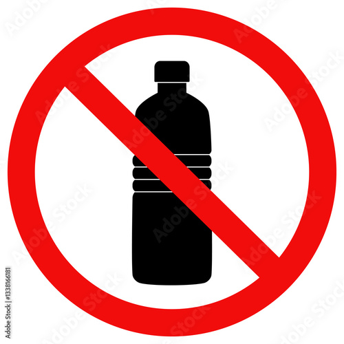 No plastic bottle icon sign. Flat style vector illustration design.