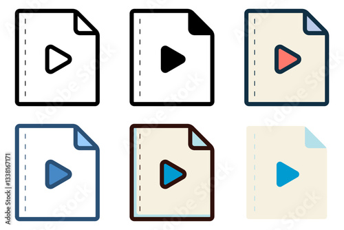 document with video play button icon vector illustration