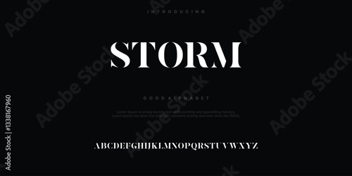 Storm Abstract Fashion font alphabet. Minimal modern urban fonts for logo, brand etc. Typography typeface uppercase lowercase and number. vector illustration