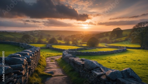 A stunning sunset above the Dales National Park at the Stones nearby. photo