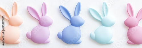 Charming Array Of Pastel Bunnies Standing In A Row. photo