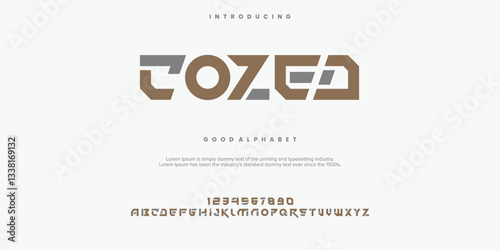 COZED Modern abstract digital alphabet font. Minimal technology typography, Creative urban sport fashion futuristic font and with numbers. vector illustration