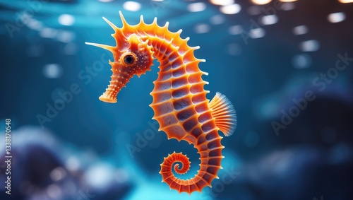A specimen of the slender seahorse, or longsnout seahorse. photo
