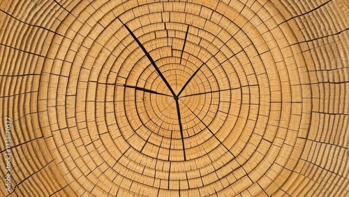 Examining Close Up Tree Rings and Wood Grain Detail in Log