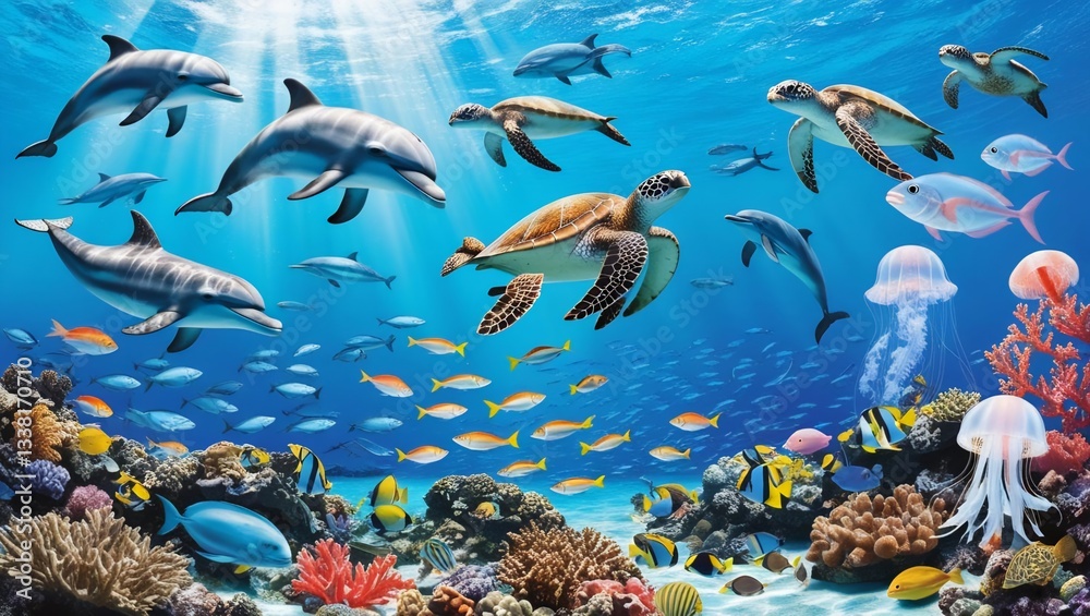 Fototapeta tropical fish in aquarium