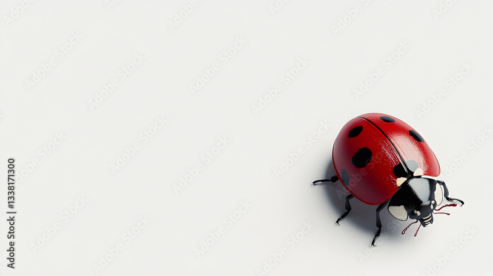 Fototapeta premium Red ladybug isolated on white background nature photography insect close-up