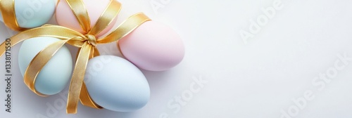 Ribbon-Wrapped Pastel Eggs Signify Festivity Today.