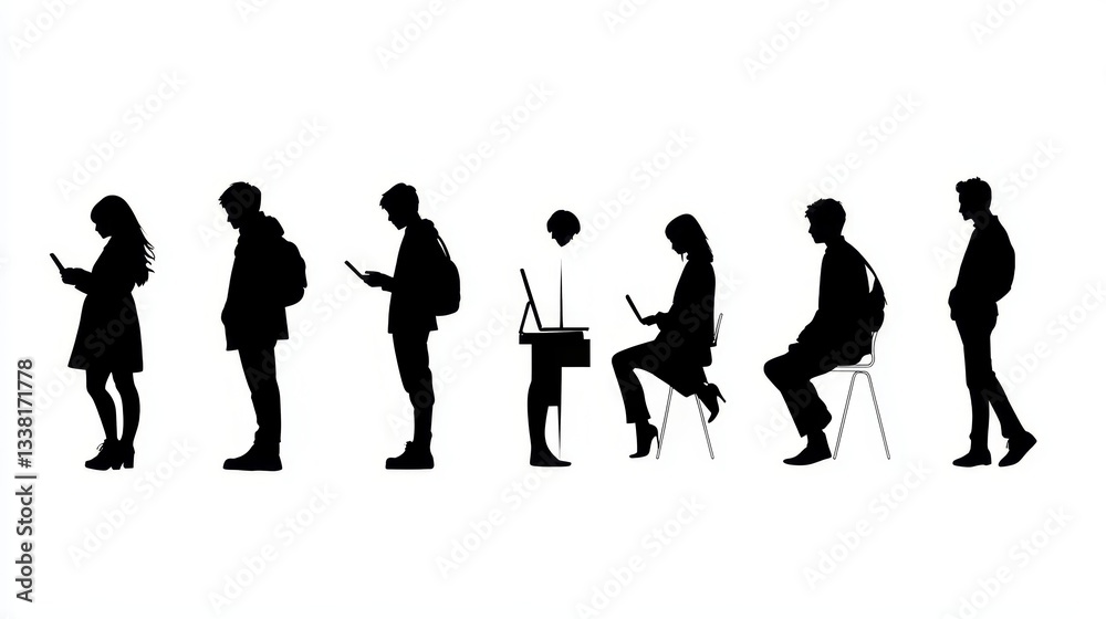Business people silhouettes. Hi tech startup Business people silhouettes. Hi tech startup