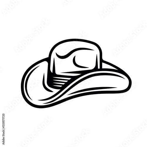Cowboy hat vector icon illustration in black vintage style isolated on white background