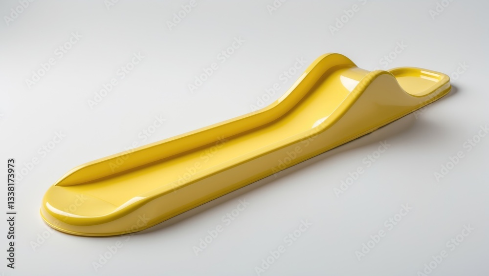 A yellow slide for children set against a white backdrop. A yellow slide for children set against a white backdrop.