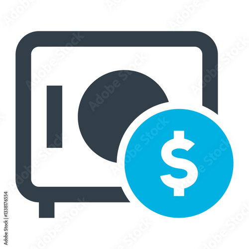 Safe Box Icon. Safe Box, Security, Lock, Protection, Storage, Assets, Deposit, Secure. Vector Icon Illustration