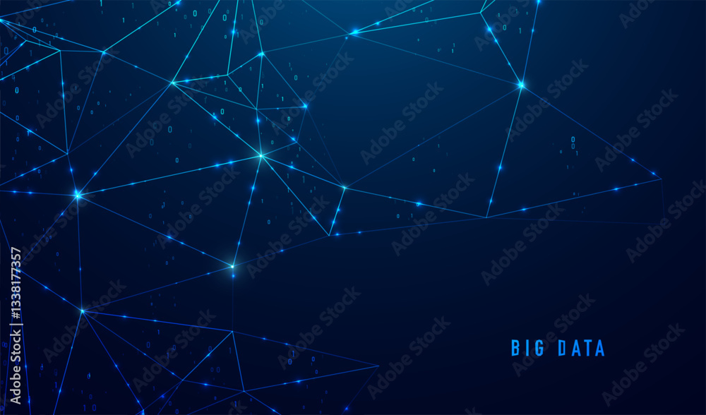 Obraz premium Abstract space polygonal illustration. Big data code representation. Graphic concept for your design.