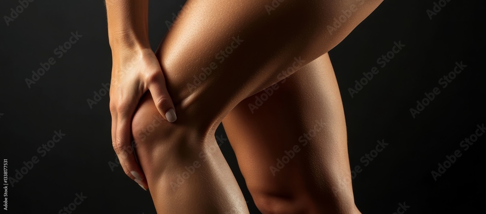 Naklejka premium A woman with her knee bent and her hand on it