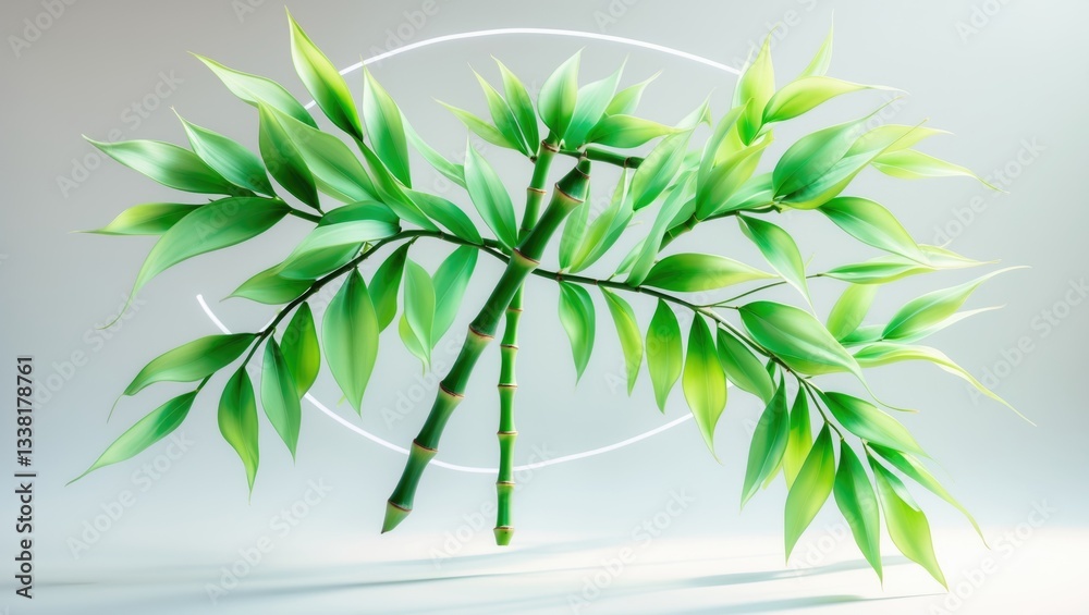Obraz premium Green bamboo leaves against a white background. Leaf object with clipping path.