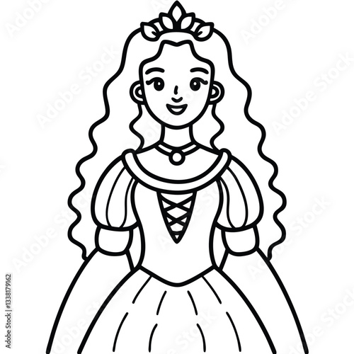 Charming Fairy Tale Princess in a Luxurious Gown