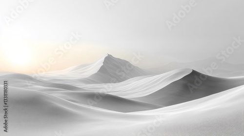Minimalist White Sand Dunes with Soft Curves and Isolated Background. Generative AI