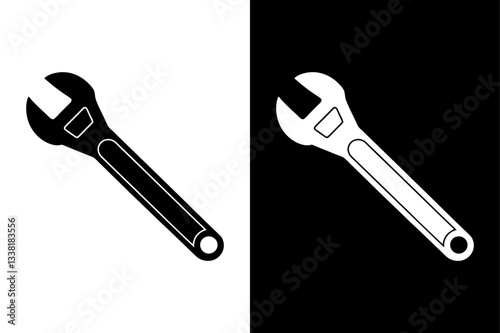 Download Adjustable Wrench Silhouette Crisp Vector Icon.