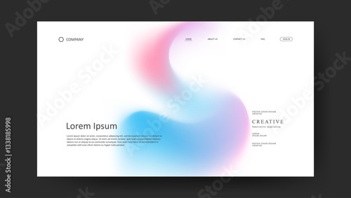 Abstract wave futuristic design of landing page. retro gradient mesh dark concept website design	
