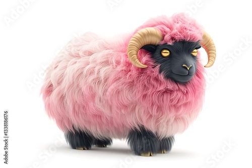 Long-Haired Multi-Colored Sheep with Golden Eyes.