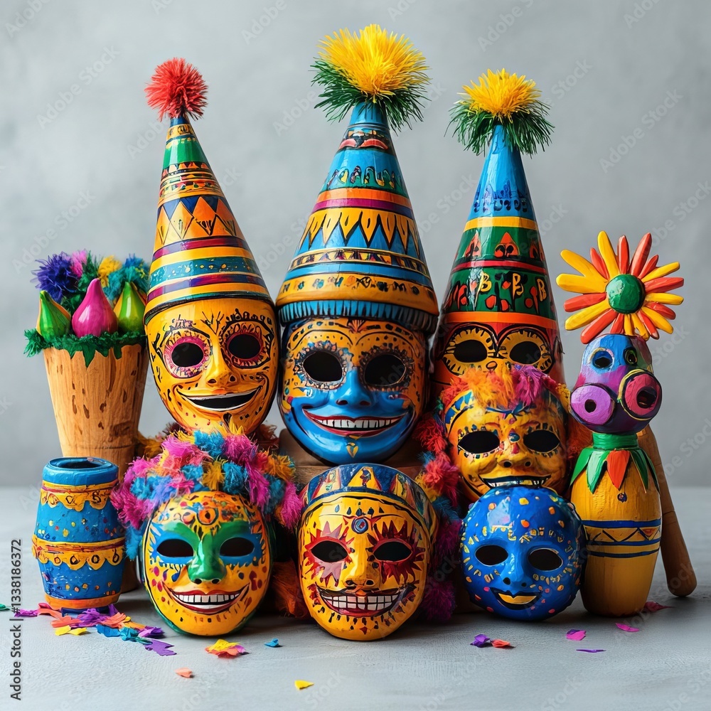 Fototapeta premium Vibrant Colorful Masks: A Celebration of Culture