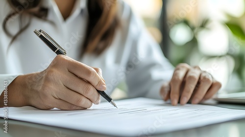 Close-up of Academic Submitting Research Grant Application on Desk