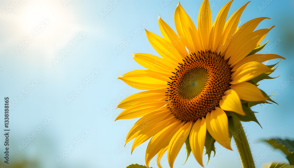 Fototapeta premium sunflower on a blue sky background