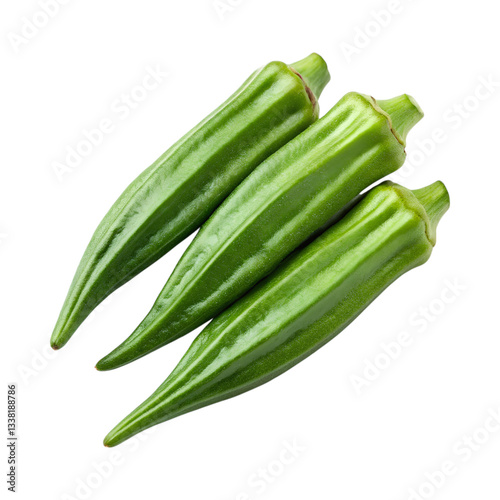 Fresh green okra pods, vibrant and healthy, perfect for cooking or garnishing dishes