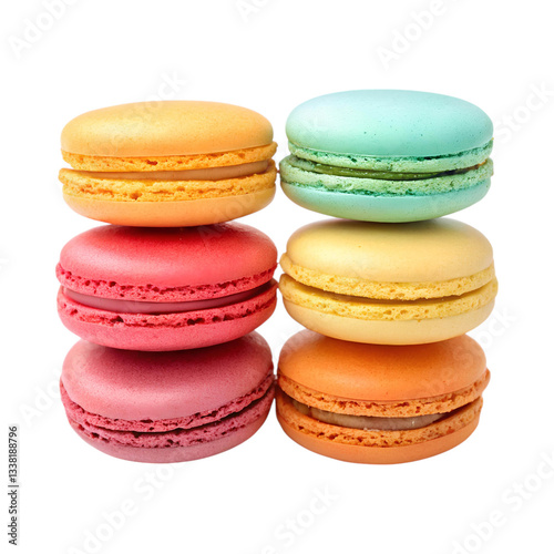 Colorful macarons stacked together create delightful and vibrant dessert display