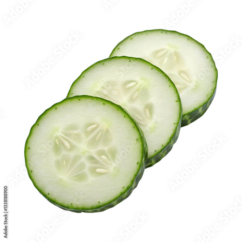 Fresh sliced cucumber with vibrant green edge and juicy interior, perfect for salads