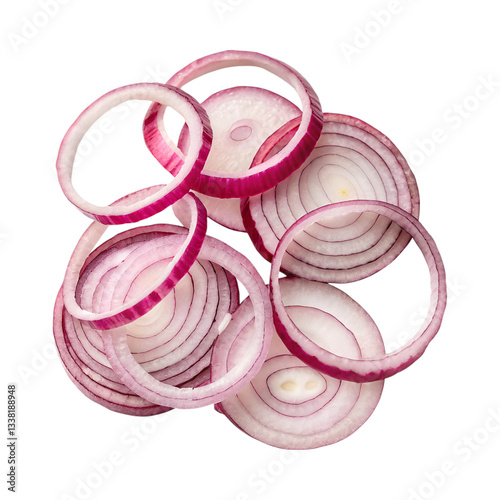 Sliced red onion rings create vibrant and fresh addition to any dish