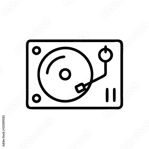 DJ turntable icon on transparent background for musical instruments concept
