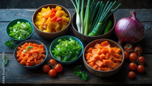 Wallpaper Mural Chopped vegetables in bowls Torontodigital.ca
